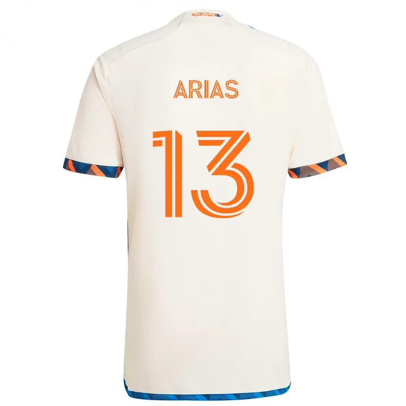 Danxen Kinder Santiago Arias #13 Weiß Orange Auswärtstrikot Trikot 2024/25 T-Shirt Schweiz