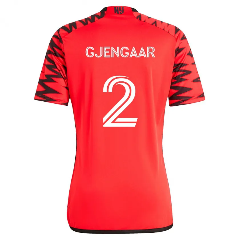 Danxen Kinder Dennis Gjengaar #2 Rot Schwarz Weiß Auswärtstrikot Trikot 2024/25 T-Shirt Schweiz