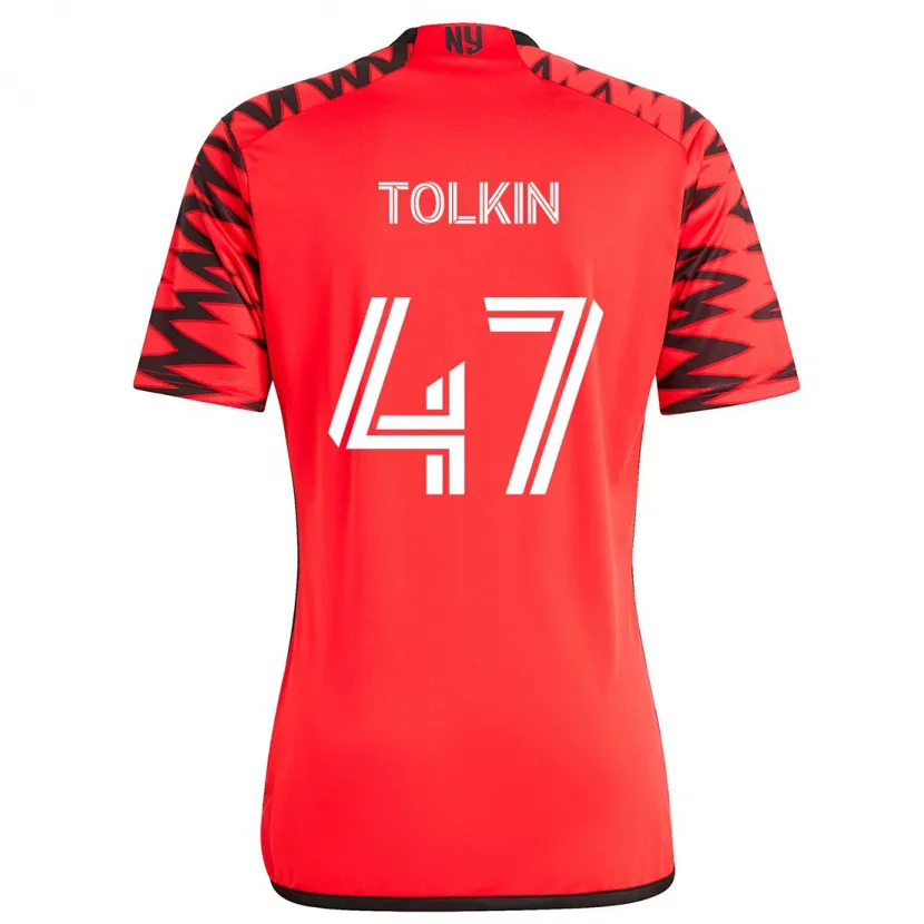 Danxen Kinder John Tolkin #47 Rot Schwarz Weiß Auswärtstrikot Trikot 2024/25 T-Shirt Schweiz