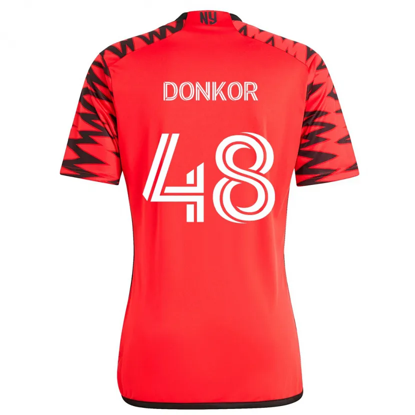 Danxen Kinder Ronald Donkor #48 Rot Schwarz Weiß Auswärtstrikot Trikot 2024/25 T-Shirt Schweiz