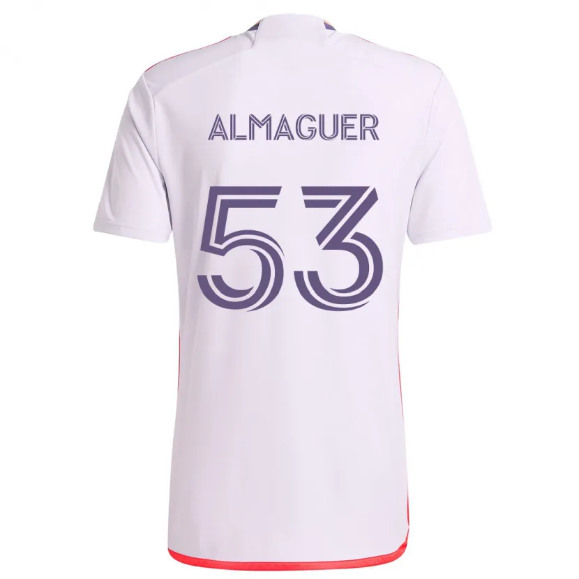 Danxen Kinder Jorge Almaguer #53 Weiß Rot Lila Auswärtstrikot Trikot 2024/25 T-Shirt Schweiz