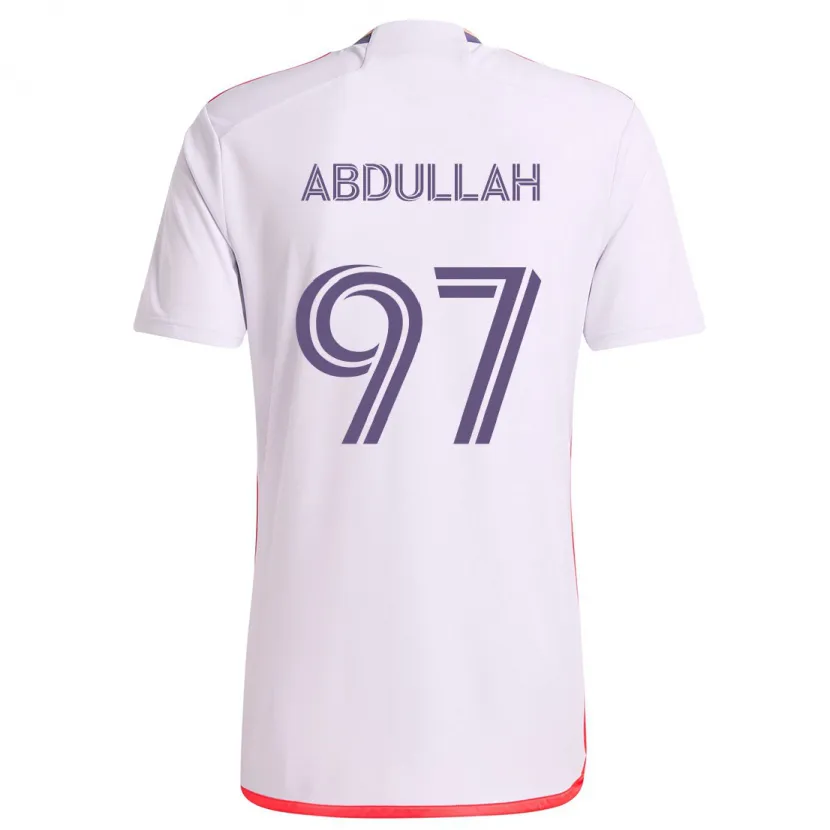 Danxen Kinder Majed Abdullah #97 Weiß Rot Lila Auswärtstrikot Trikot 2024/25 T-Shirt Schweiz