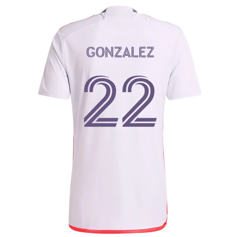 Danxen Kinder Gastón González #22 Weiß Rot Lila Auswärtstrikot Trikot 2024/25 T-Shirt Schweiz