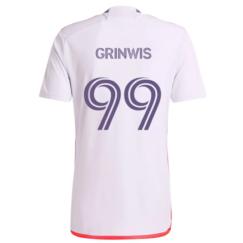 Danxen Kinder Adam Grinwis #99 Weiß Rot Lila Auswärtstrikot Trikot 2024/25 T-Shirt Schweiz