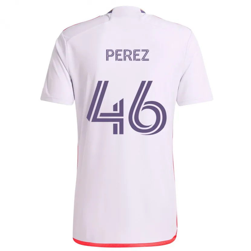 Danxen Kinder Franco Pérez #46 Weiß Rot Lila Auswärtstrikot Trikot 2024/25 T-Shirt Schweiz