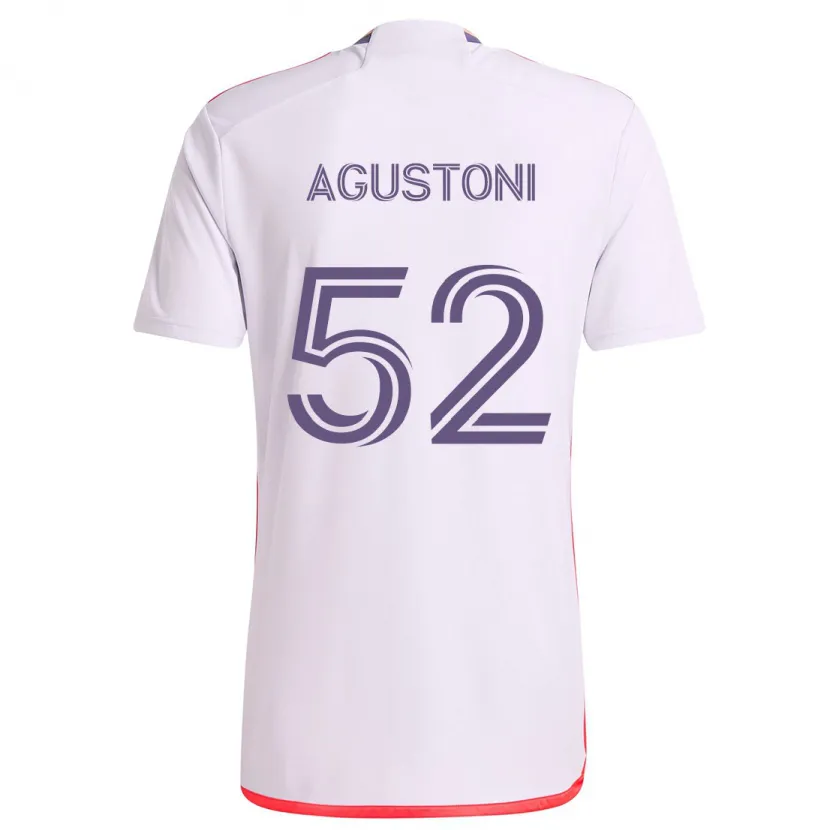 Danxen Kinder Gonzalo Agustoni #52 Weiß Rot Lila Auswärtstrikot Trikot 2024/25 T-Shirt Schweiz