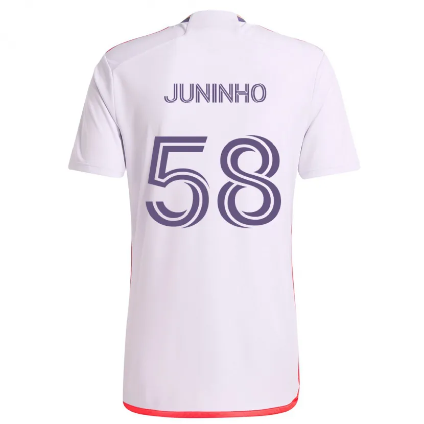 Danxen Kinder Juninho #58 Weiß Rot Lila Auswärtstrikot Trikot 2024/25 T-Shirt Schweiz