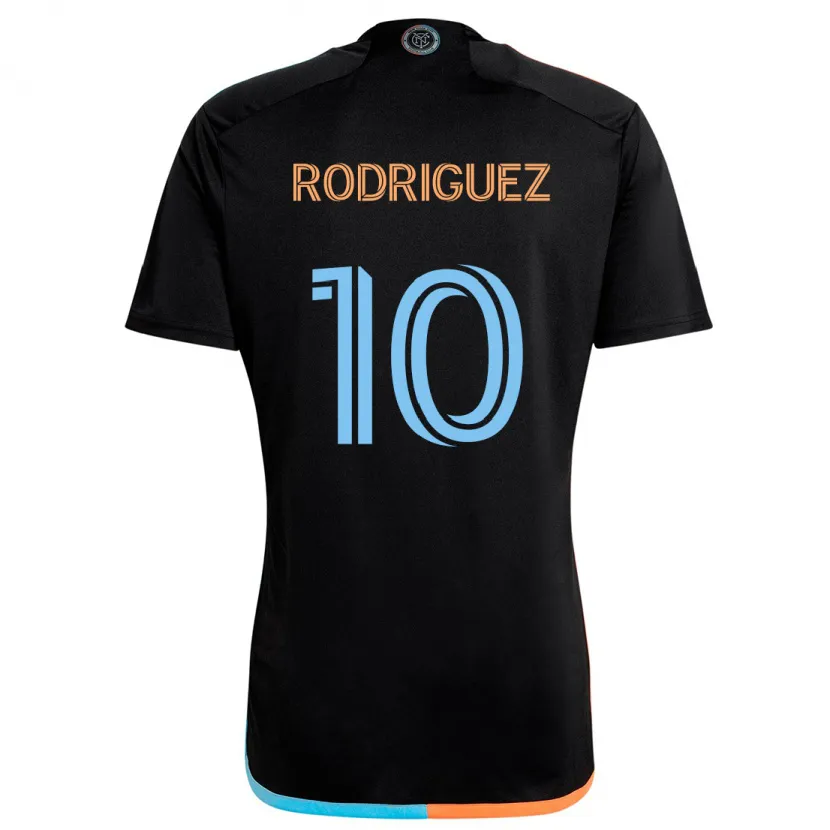 Danxen Kinder Santiago Rodríguez #10 Schwarz Orange Blau Auswärtstrikot Trikot 2024/25 T-Shirt Schweiz