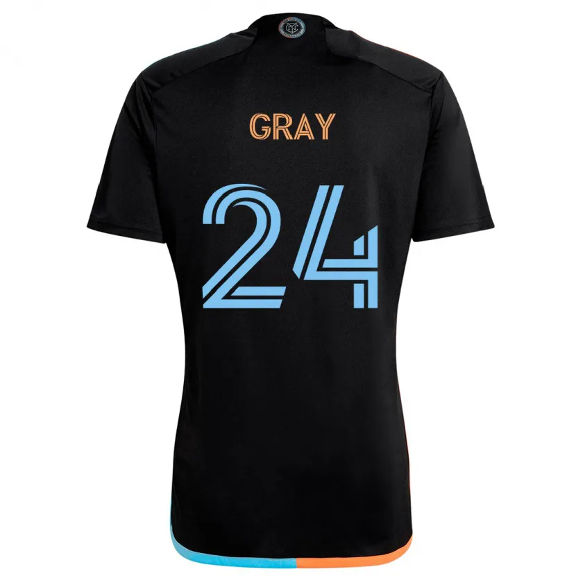 Danxen Kinder Tayvon Gray #24 Schwarz Orange Blau Auswärtstrikot Trikot 2024/25 T-Shirt Schweiz