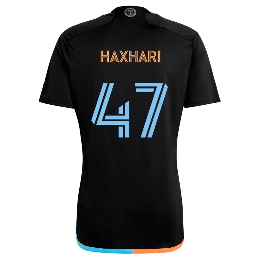 Danxen Kinder Klevis Haxhari #47 Schwarz Orange Blau Auswärtstrikot Trikot 2024/25 T-Shirt Schweiz