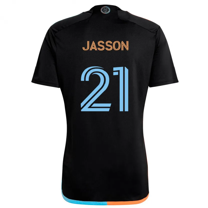 Danxen Kinder Andres Jasson #21 Schwarz Orange Blau Auswärtstrikot Trikot 2024/25 T-Shirt Schweiz