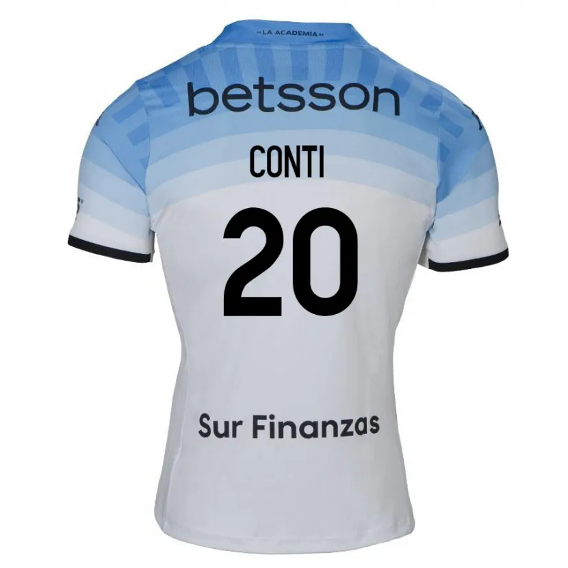 Danxen Kinder Germán Conti #20 Weiß Blau Schwarz Auswärtstrikot Trikot 2024/25 T-Shirt Schweiz