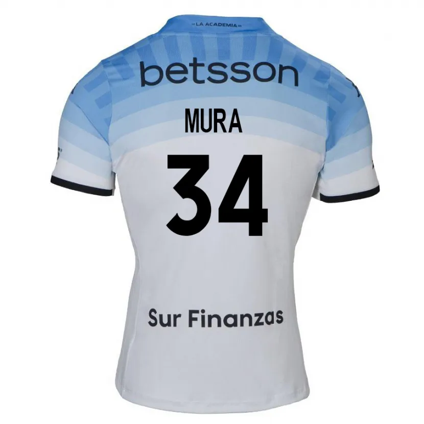 Danxen Kinder Facundo Mura #34 Weiß Blau Schwarz Auswärtstrikot Trikot 2024/25 T-Shirt Schweiz