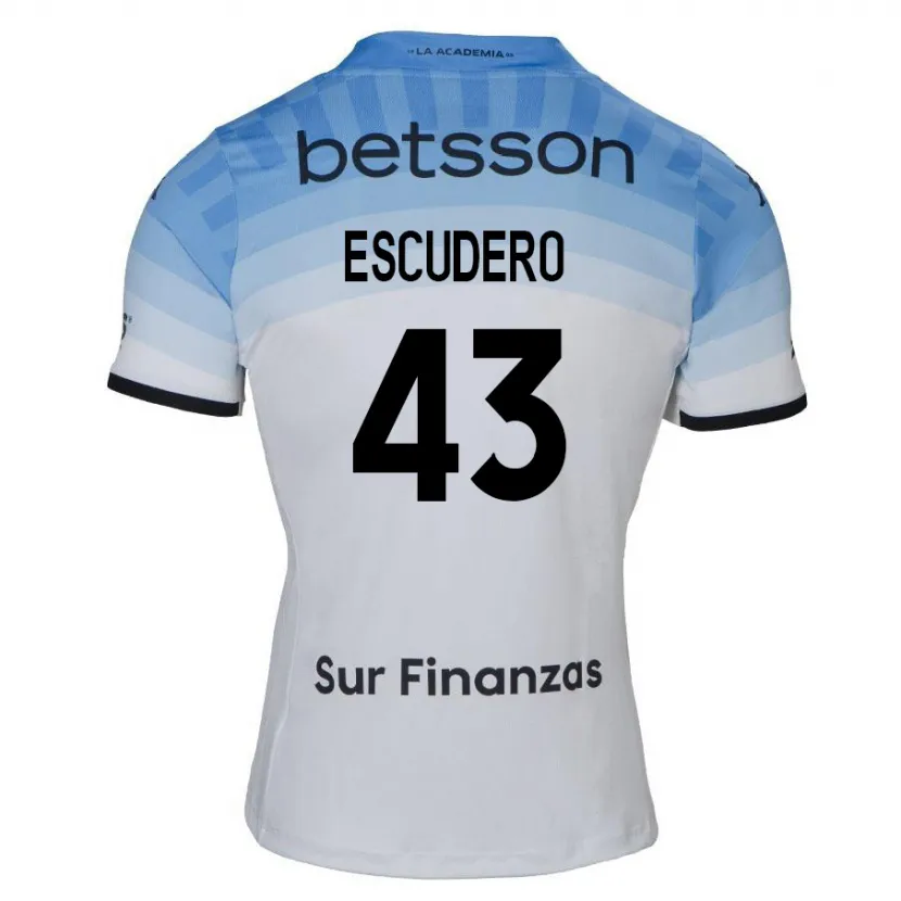 Danxen Kinder Gonzalo Escudero #43 Weiß Blau Schwarz Auswärtstrikot Trikot 2024/25 T-Shirt Schweiz