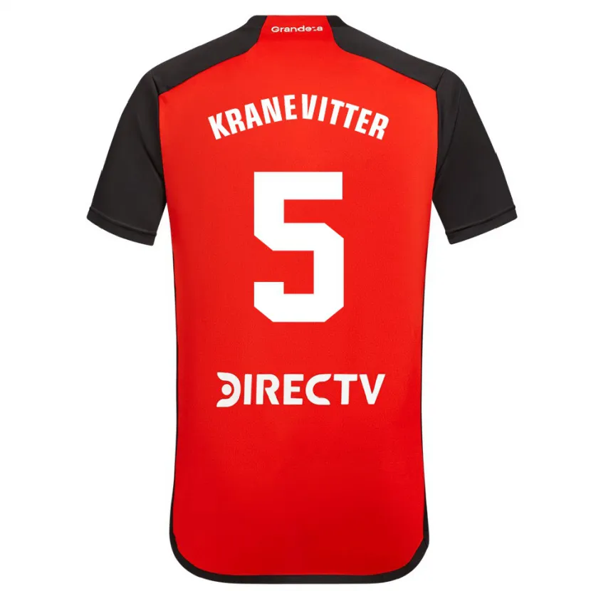 Danxen Kinder Matías Kranevitter #5 Rot Schwarz Weiß Auswärtstrikot Trikot 2024/25 T-Shirt Schweiz