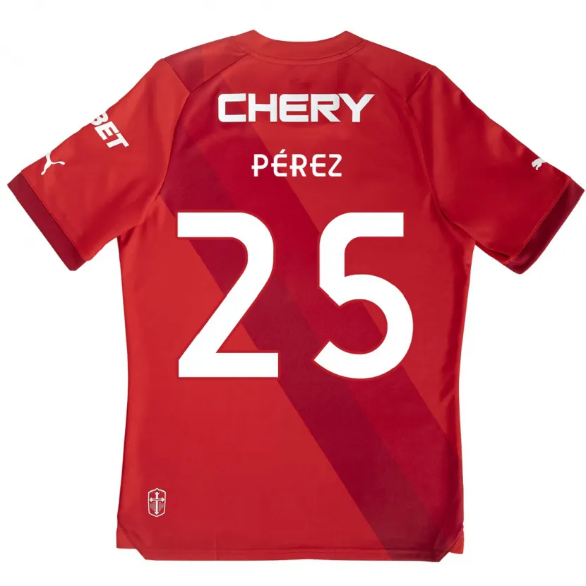 Danxen Kinder Sebastián Pérez #25 Rot-Weiss Auswärtstrikot Trikot 2024/25 T-Shirt Schweiz