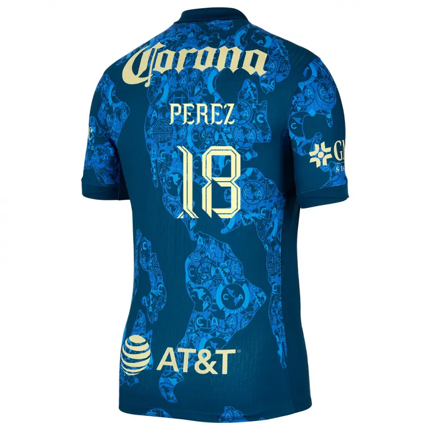 Danxen Kinder Amanda Perez #18 Blau Gelb Auswärtstrikot Trikot 2024/25 T-Shirt Schweiz