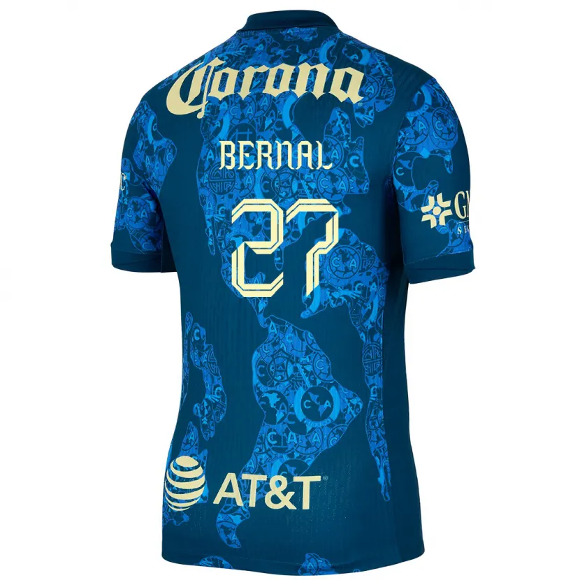 Danxen Kinder Mayra Pelayo Bernal #27 Blau Gelb Auswärtstrikot Trikot 2024/25 T-Shirt Schweiz