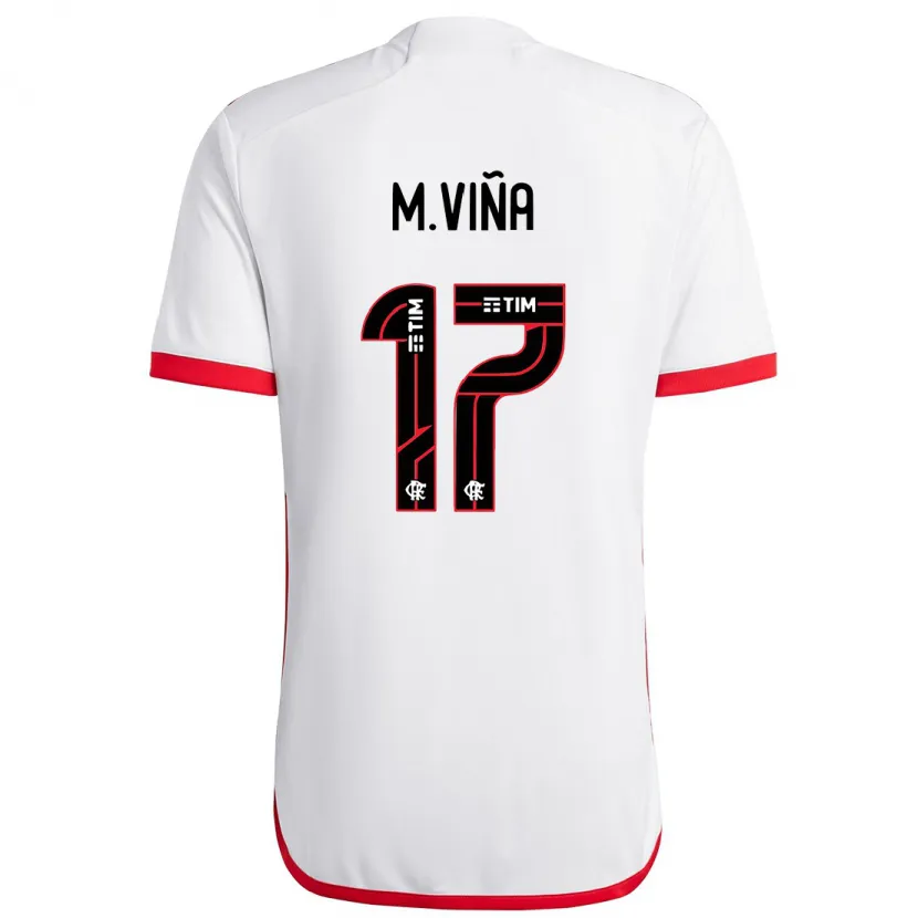 Danxen Kinder Matías Viña #17 Weiß Rot Auswärtstrikot Trikot 2024/25 T-Shirt Schweiz