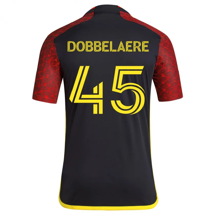 Danxen Herren Ethan Dobbelaere #45 Rot Schwarz Auswärtstrikot Trikot 2024/25 T-Shirt Schweiz