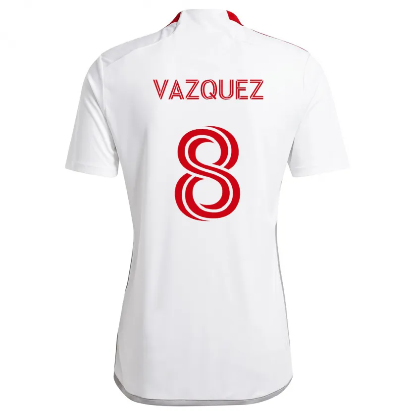 Danxen Damen Víctor Vázquez #8 Weiß Rot Auswärtstrikot Trikot 2024/25 T-Shirt Schweiz