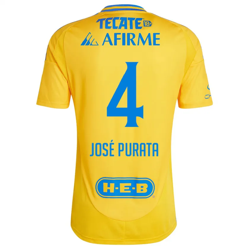 Danxen Kinder Juan José Purata #4 Goldgelb Heimtrikot Trikot 2024/25 T-Shirt Schweiz