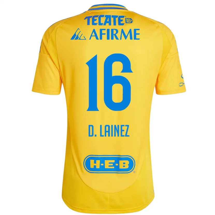 Danxen Kinder Diego Lainez #16 Goldgelb Heimtrikot Trikot 2024/25 T-Shirt Schweiz