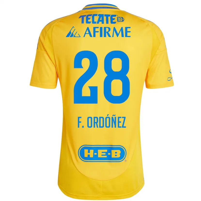 Danxen Kinder Fernando Ordóñez #28 Goldgelb Heimtrikot Trikot 2024/25 T-Shirt Schweiz