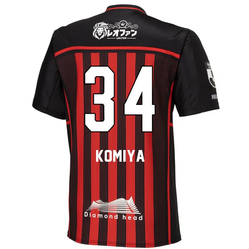 Danxen Kinder Masaki Komiya #34 Rot Schwarz Heimtrikot Trikot 2024/25 T-Shirt Schweiz