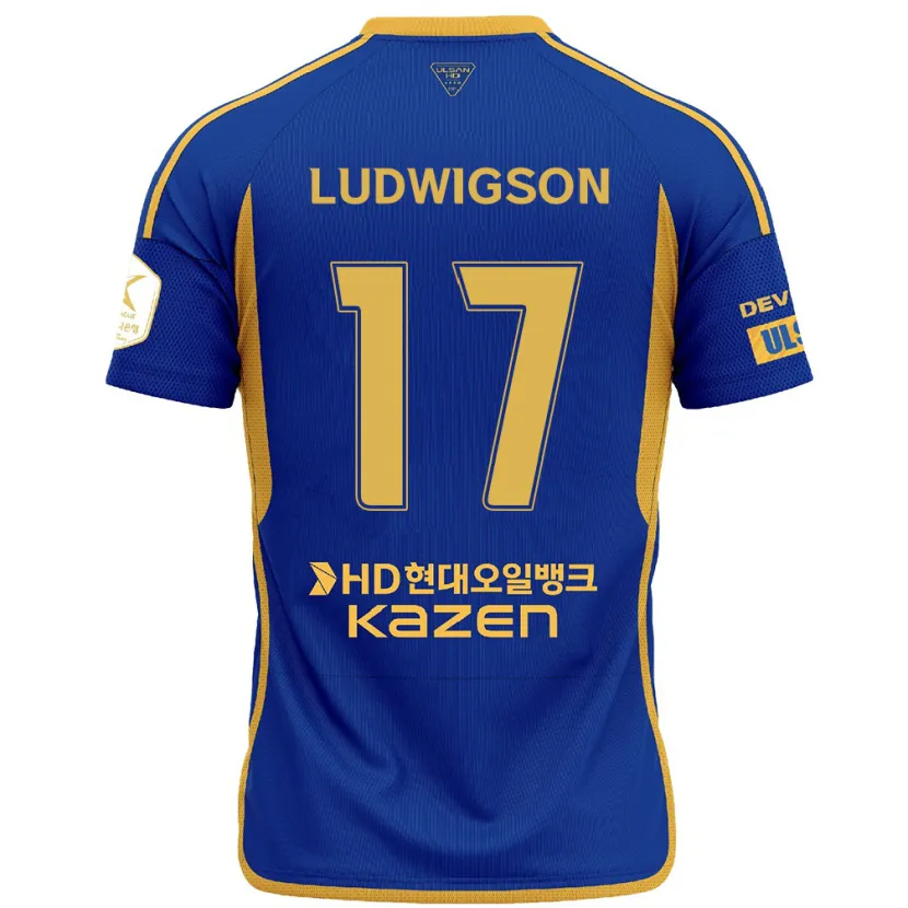 Danxen Kinder Gustav Ludwigson #17 Blau Gelb Heimtrikot Trikot 2024/25 T-Shirt Schweiz