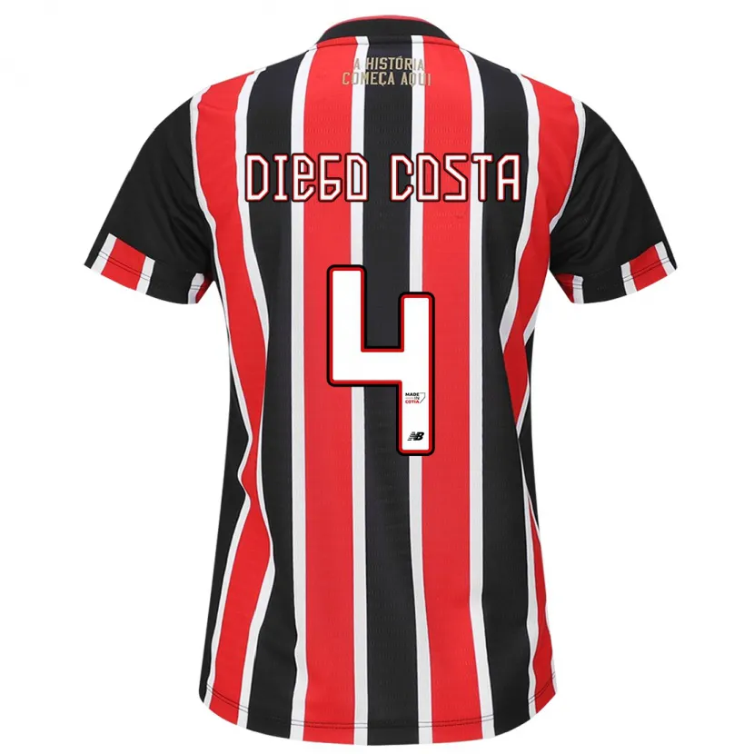 Danxen Kinder Diego Costa #4 Schwarz Rot Weiß Auswärtstrikot Trikot 2024/25 T-Shirt Schweiz