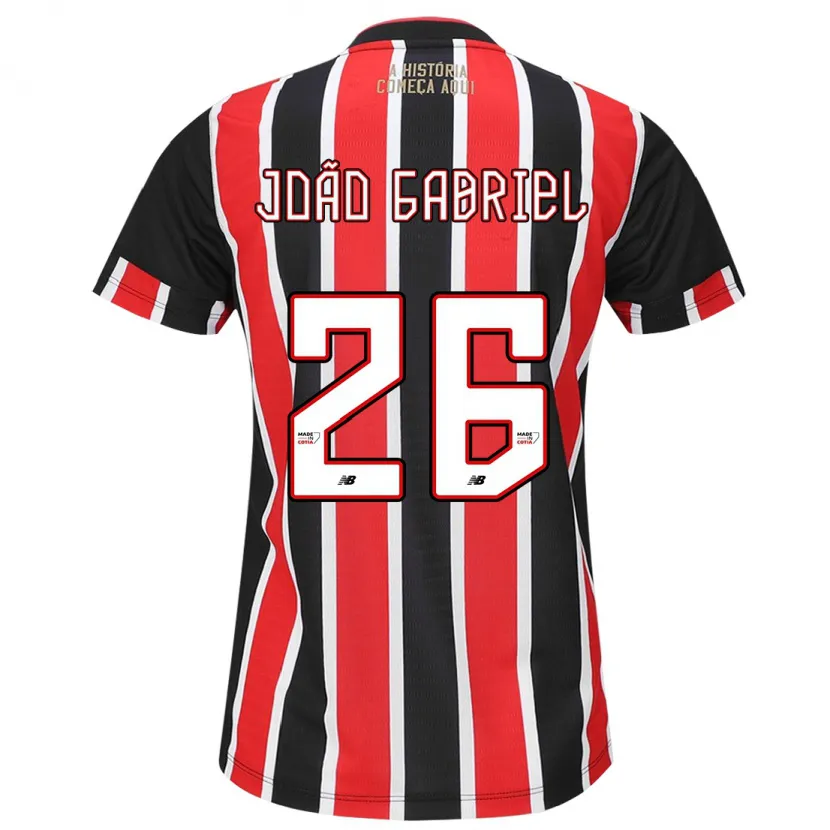 Danxen Kinder João Gabriel #26 Schwarz Rot Weiß Auswärtstrikot Trikot 2024/25 T-Shirt Schweiz