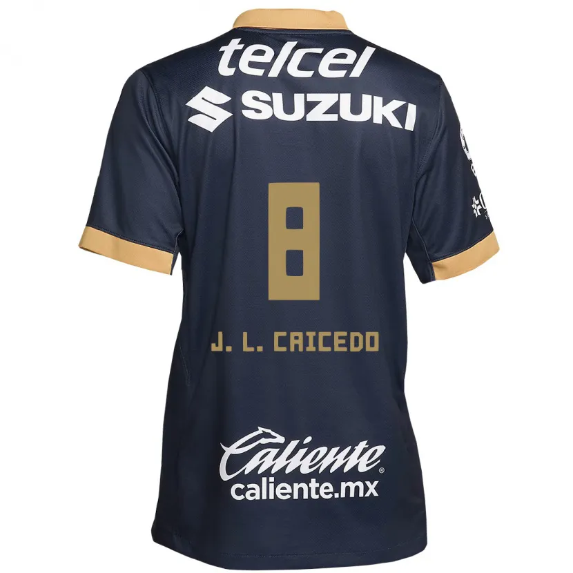 Danxen Kinder José Caicedo #8 Obsidian Gold Weiß Auswärtstrikot Trikot 2024/25 T-Shirt Schweiz