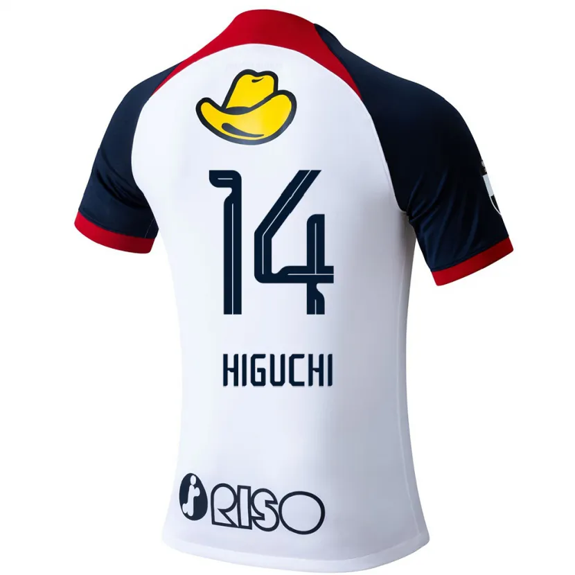 Danxen Kinder Yuta Higuchi #14 Weiß Blau Rot Auswärtstrikot Trikot 2024/25 T-Shirt Schweiz