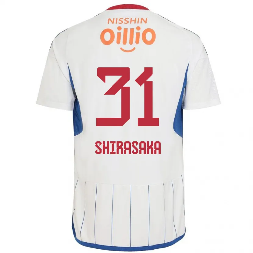 Danxen Kinder Fuma Shirasaka #31 Weiß Blau Rot Auswärtstrikot Trikot 2024/25 T-Shirt Schweiz