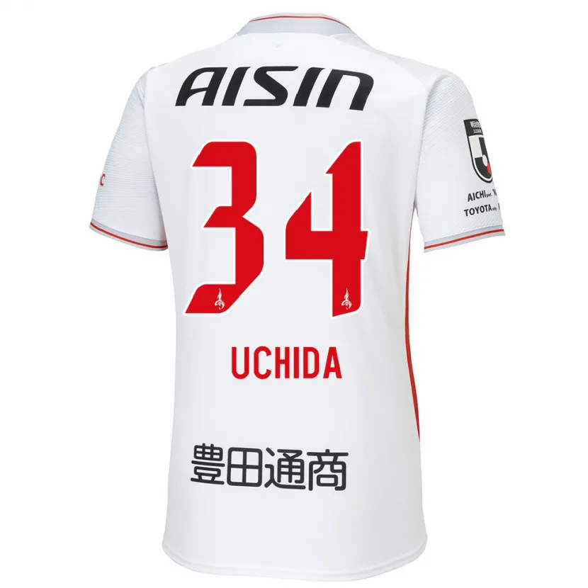 Danxen Kinder Takuya Uchida #34 Weiß Gelb Rot Auswärtstrikot Trikot 2024/25 T-Shirt Schweiz