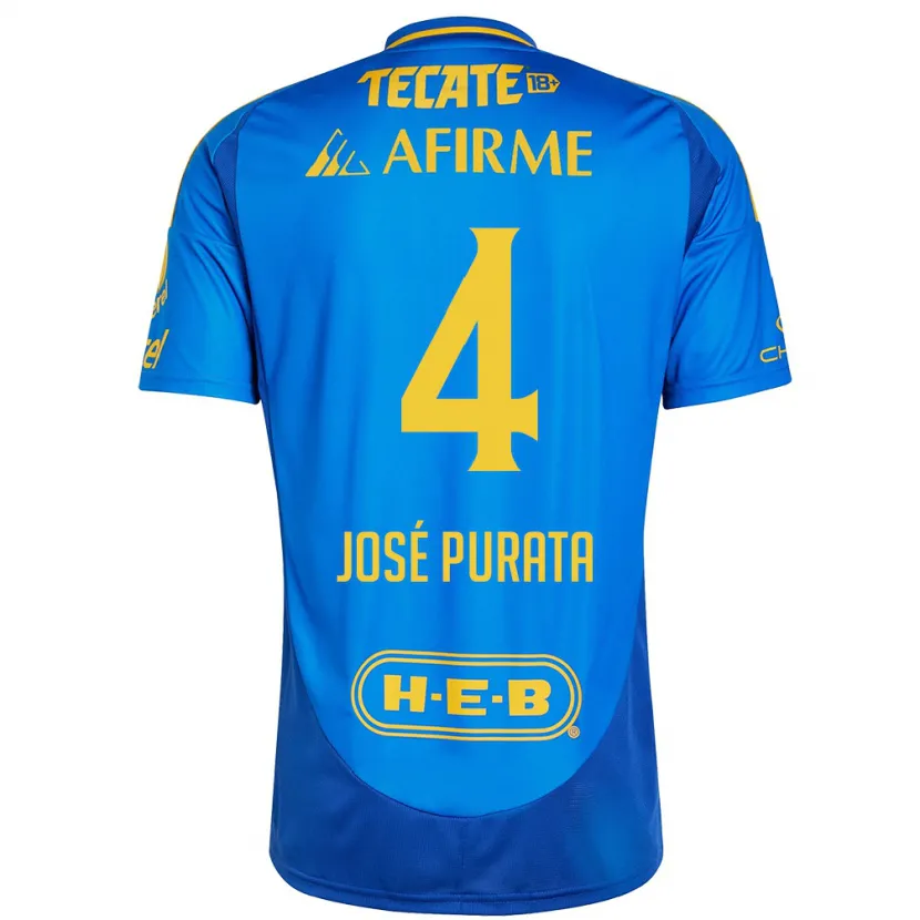 Danxen Kinder Juan José Purata #4 Blau Gelb Auswärtstrikot Trikot 2024/25 T-Shirt Schweiz