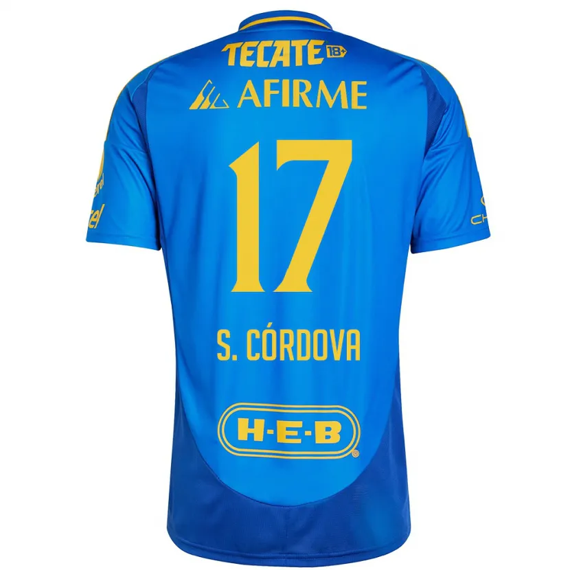 Danxen Kinder Sebastián Córdova #17 Blau Gelb Auswärtstrikot Trikot 2024/25 T-Shirt Schweiz