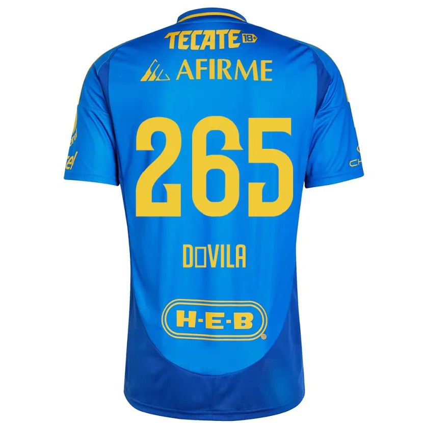 Danxen Kinder Emiliano Dávila #265 Blau Gelb Auswärtstrikot Trikot 2024/25 T-Shirt Schweiz