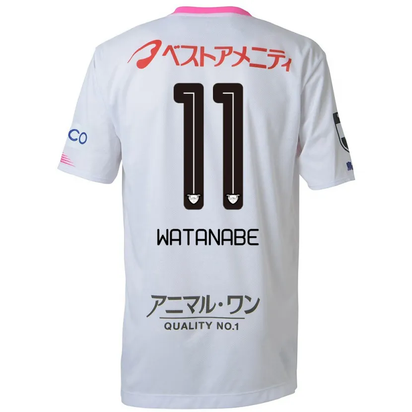 Danxen Kinder Shion Watanabe #11 Weiß Blau Rosa Auswärtstrikot Trikot 2024/25 T-Shirt Schweiz