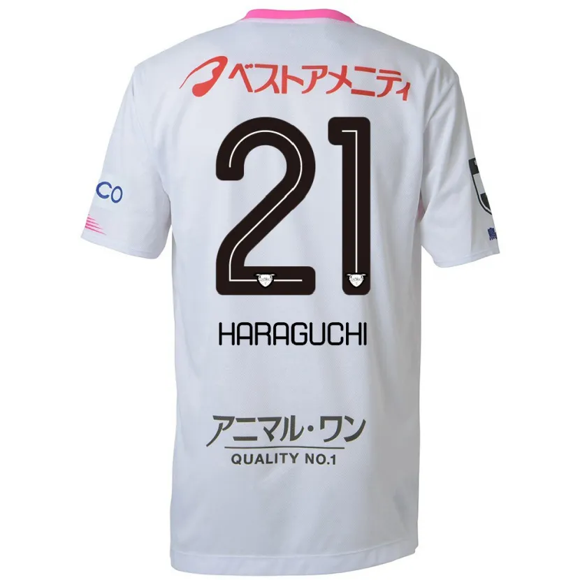 Danxen Kinder Konosuke Haraguchi #21 Weiß Blau Rosa Auswärtstrikot Trikot 2024/25 T-Shirt Schweiz