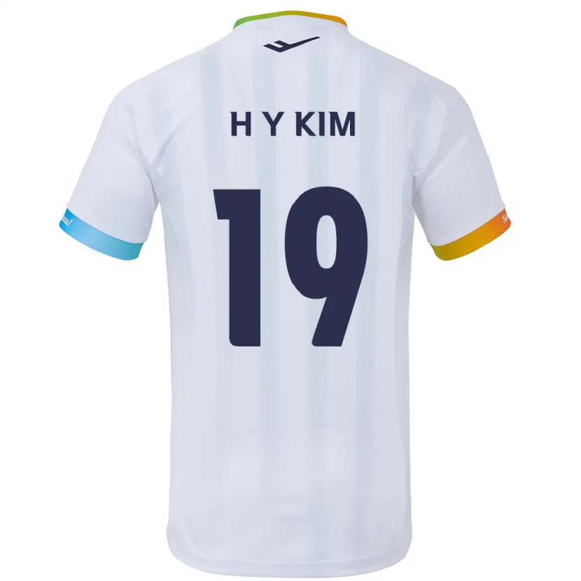 Danxen Kinder Yong-Hyuk Kim #19 Weiß Blau Auswärtstrikot Trikot 2024/25 T-Shirt Schweiz