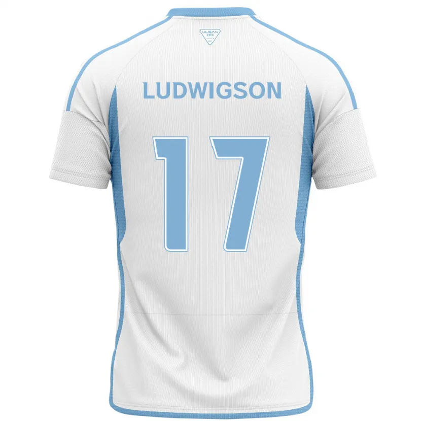 Danxen Kinder Gustav Ludwigson #17 Weiß Blau Auswärtstrikot Trikot 2024/25 T-Shirt Schweiz