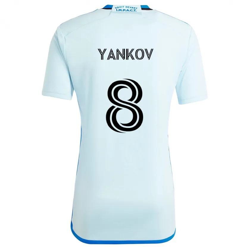 Danxen Kinder Dominik Yankov #8 Eisblau Auswärtstrikot Trikot 2024/25 T-Shirt Schweiz