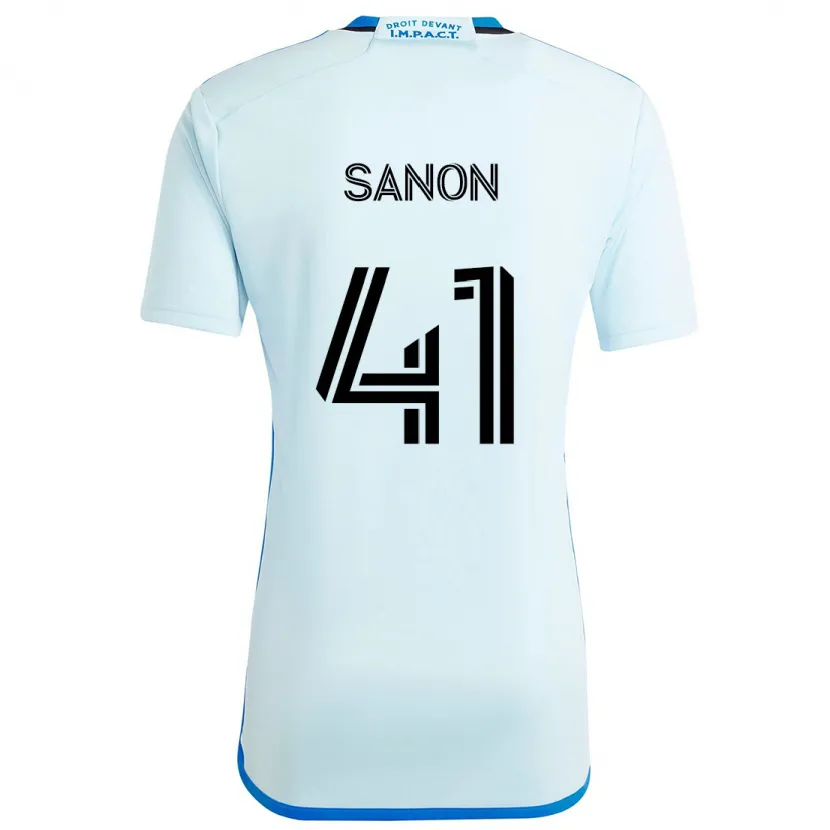 Danxen Kinder Jérémy Sanon #41 Eisblau Auswärtstrikot Trikot 2024/25 T-Shirt Schweiz