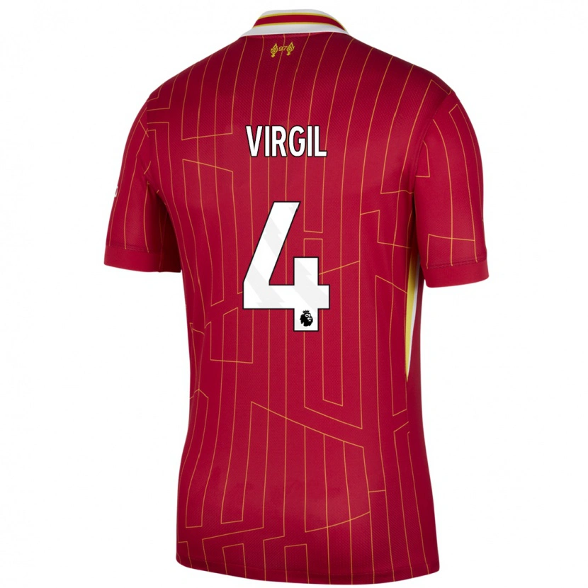 Danxen Kinder Virgil Van Dijk #4 Rot Gelb Weiß Heimtrikot Trikot 2024/25 T-Shirt Schweiz