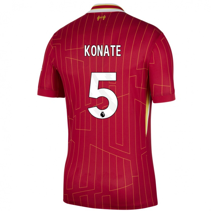 Danxen Kinder Ibrahima Konaté #5 Rot Gelb Weiß Heimtrikot Trikot 2024/25 T-Shirt Schweiz