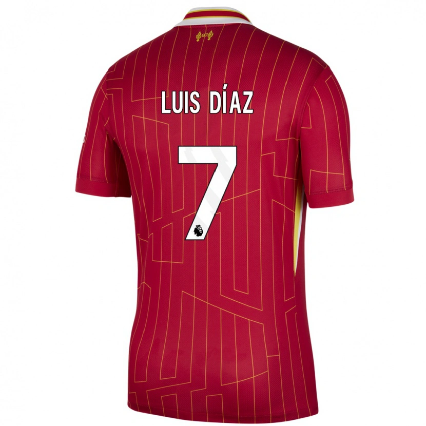 Danxen Kinder Luis Díaz #7 Rot Gelb Weiß Heimtrikot Trikot 2024/25 T-Shirt Schweiz