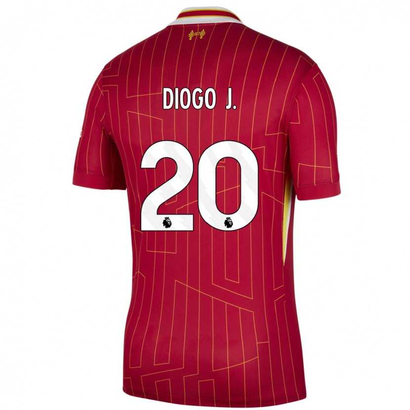 Danxen Kinder Diogo Jota #20 Rot Gelb Weiß Heimtrikot Trikot 2024/25 T-Shirt Schweiz