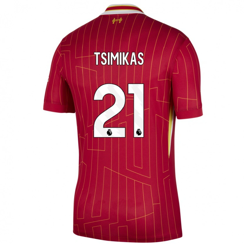 Danxen Kinder Konstantinos Tsimikas #21 Rot Gelb Weiß Heimtrikot Trikot 2024/25 T-Shirt Schweiz